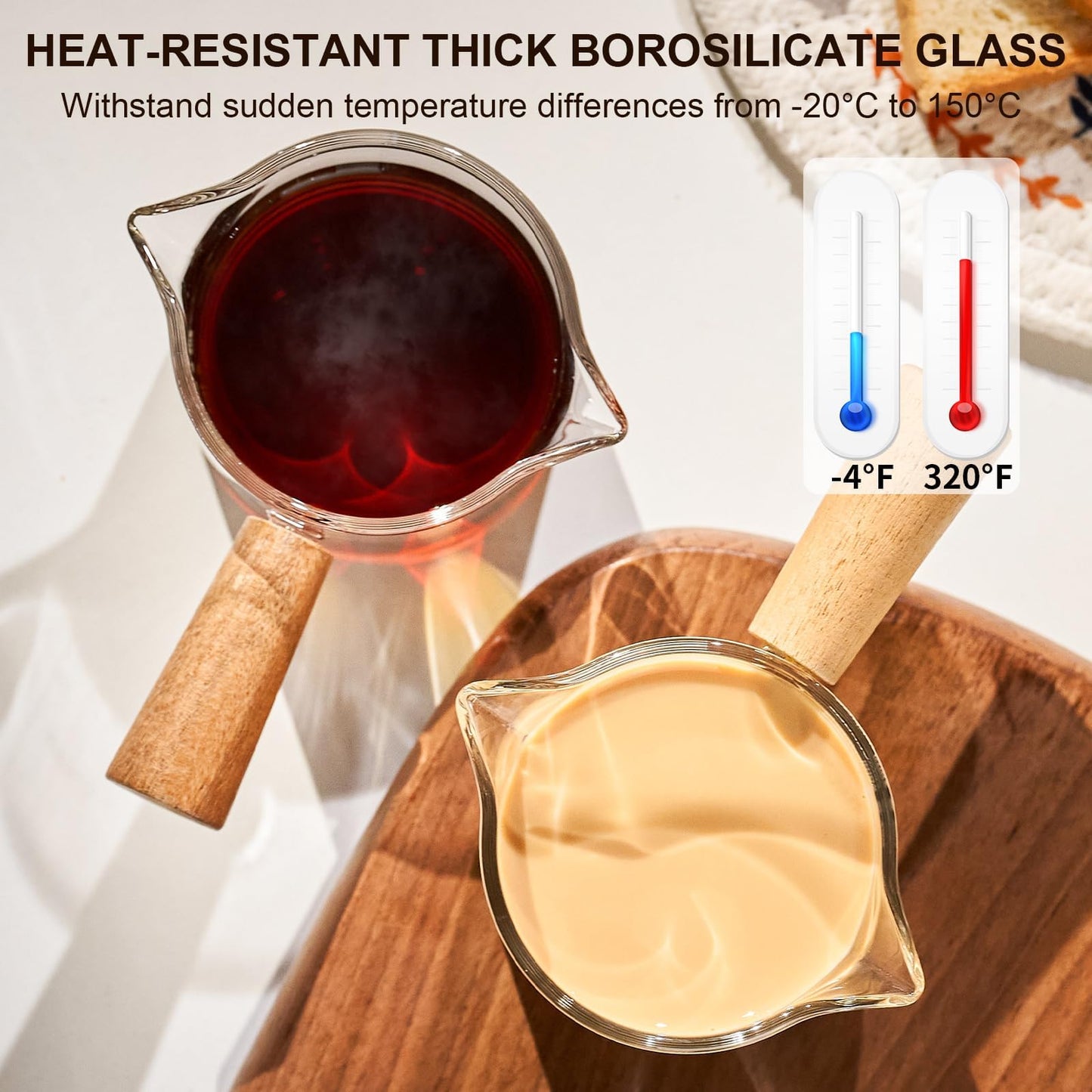 PARACITY Espresso Cups with Handle set of 2, 3.5OZ Double Spout Glass Measuring Cup with Dual Scale, Clear Espresso Shot Glass with V-Shaped Mouth, Espresso Accessories