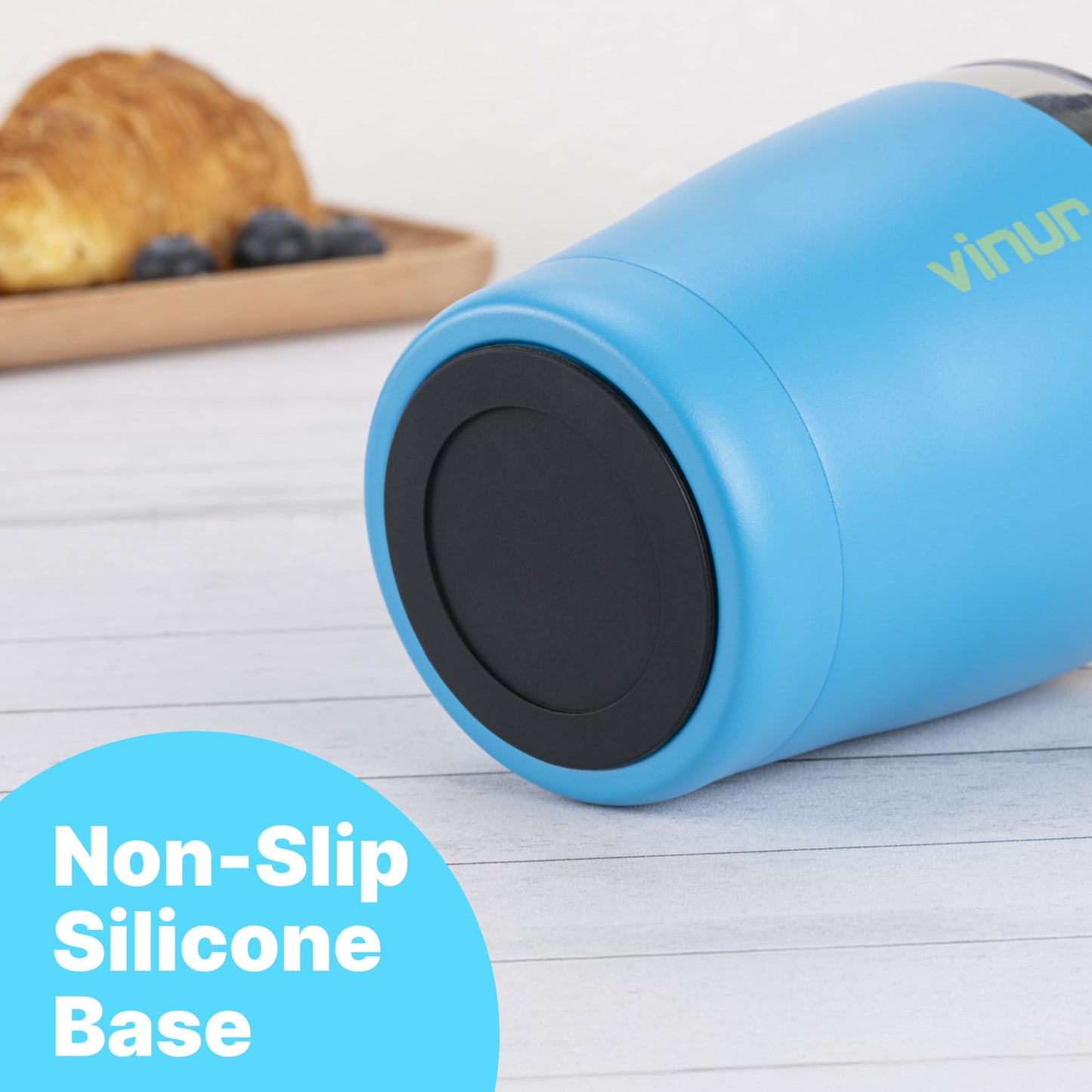 VINUR Kids 9 oz Tumbler with Lid and Straw|18/8 Stainless Steel Insulated Drinking Cup with Silicone Base|Spill Resistant|Gift for Girls and Boys, Sky Blue