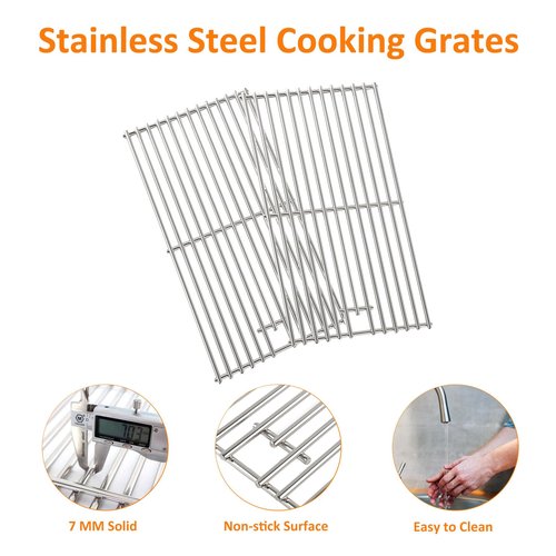 BBQ-PLUS Grill Replacement Part Kit for Kitchen Aid 3-Burner Grill 720-0787D 730-0787D 720-0953 730-0953 720-0953L 7mm Solid Stainless Steel Cooking Grates Burner Heat Plates