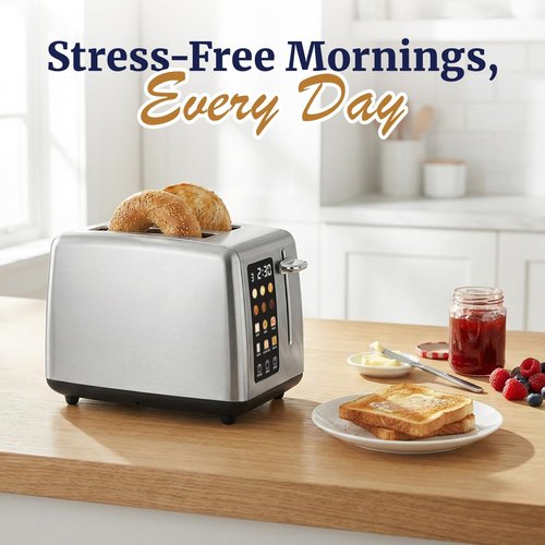 Elite Gourmet 2-Slice Toaster - Digital Countdown, Extra-Wide Slots for Bagels & Thick Bread, Stainless Steel