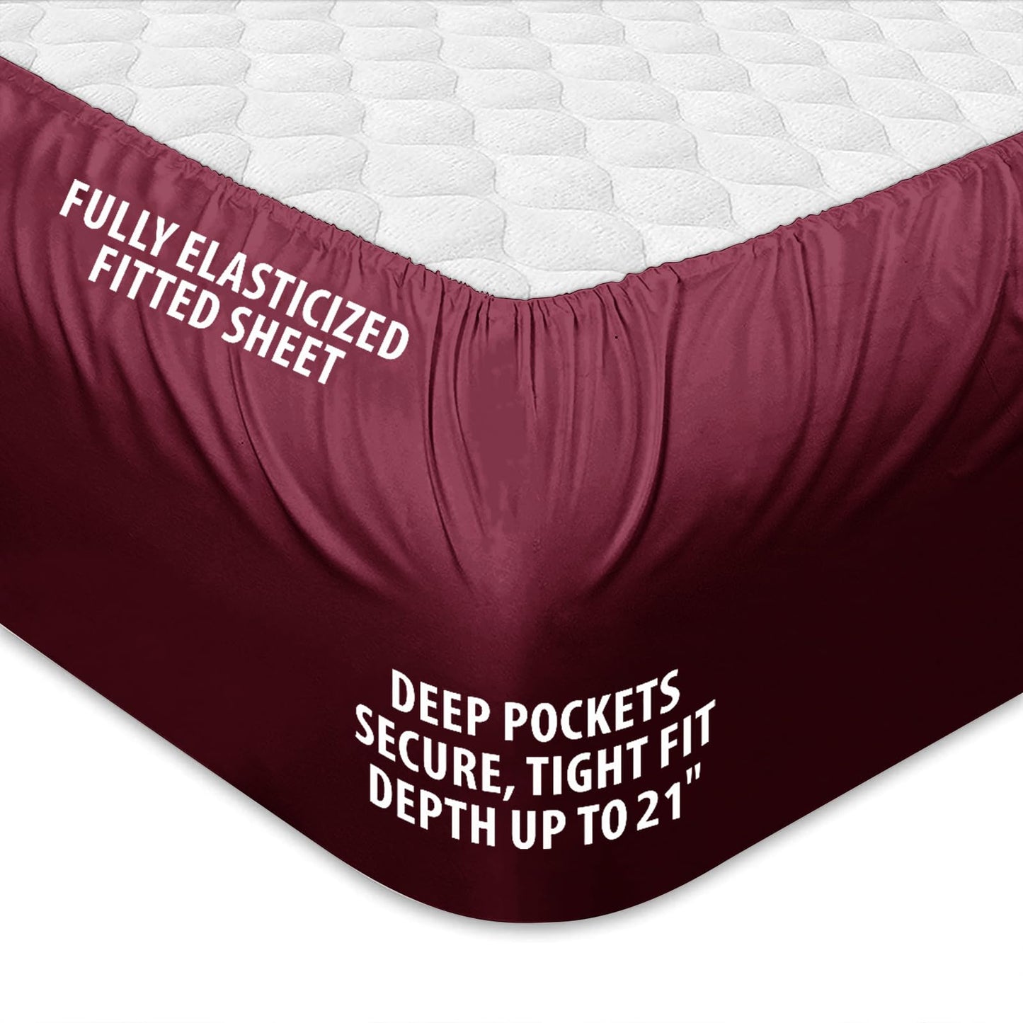 Full Mattress Pad Quilted Fitted Mattress Cover Pillow Top Mattress Topper Breathable Mattress Protector with 8-21 Inch Deep Pocket,Burgandy