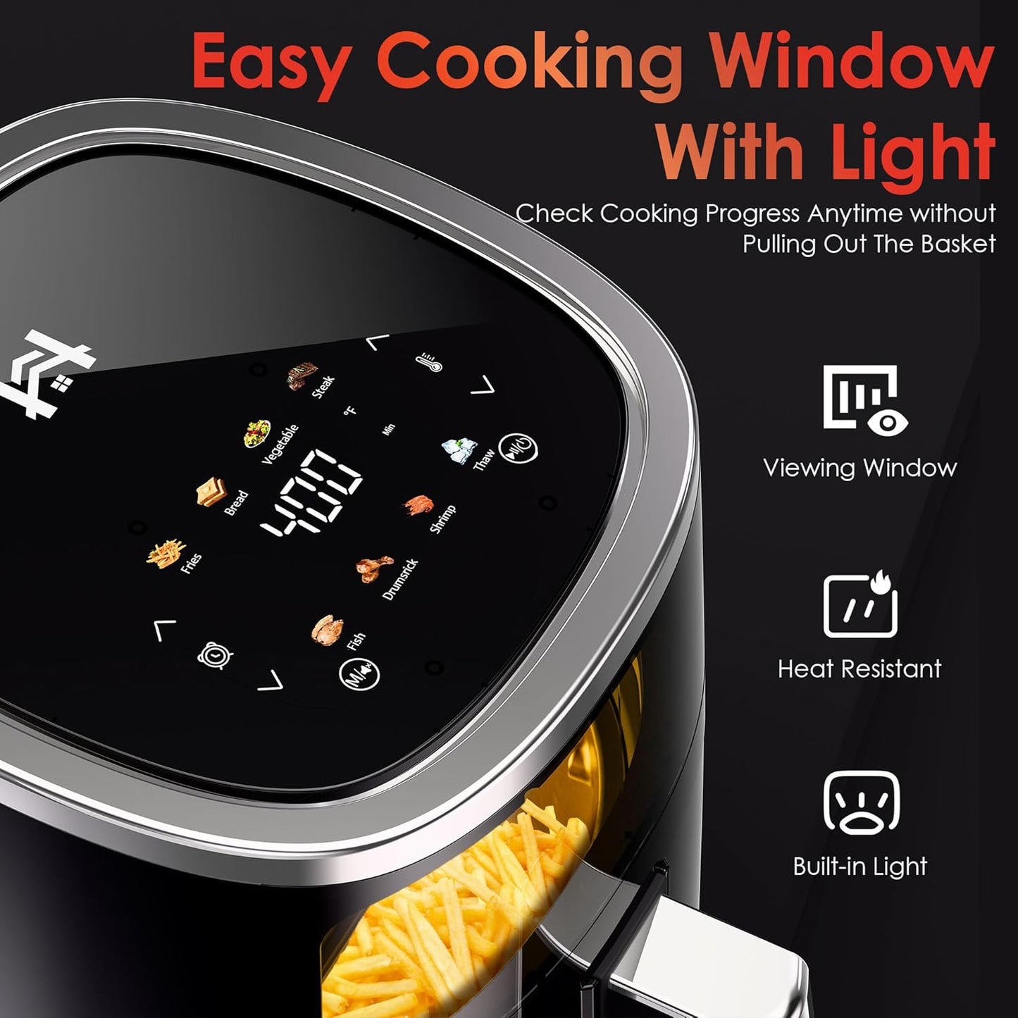 Skiennix 9-in-1 Compact Air Fryer - Smart Digital Touchscreen, 4QT, Dishwasher Safe, Less Oil Cooking