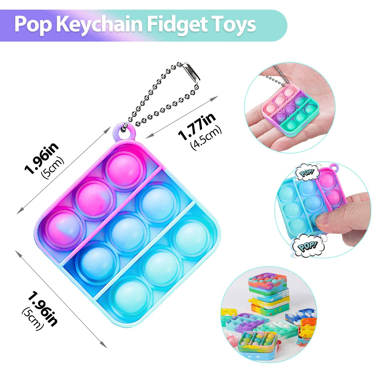 Pop Fidget Toys Bulk Its Party Favors for Kids 4-8 8-12 30 Pack Mini Pop Keychain It Small Fidgets for Classroom Prizes School End of Year Student Gifts from Teacher Birthday Goodie Bag Stuffers