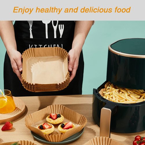 Ailun Air Fryer Paper Liners - 100PCS Non-Stick, Oil Resistant Parchment Paper | 6.5 Inch for 2-5 QT Air Fryers