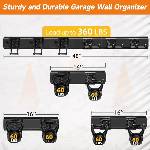 Garden Tool Organizer by [Brand Name] - Heavy Duty Wall Mount Storage Rack with 6 Hooks for Yard Tools