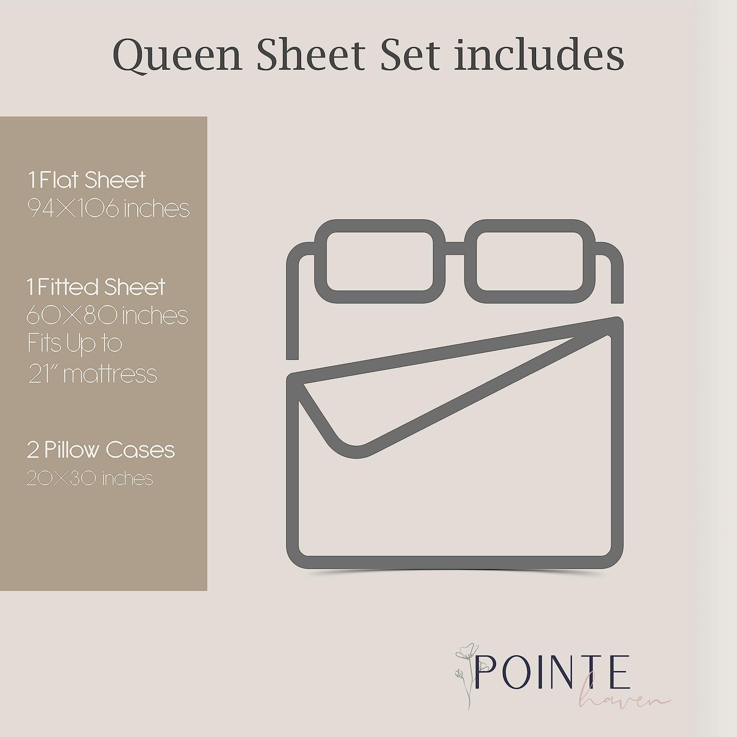 Pointehaven 400 Thread Count Deep Pocket 100% Pima Cotton Sheet Set, Plum, Queen