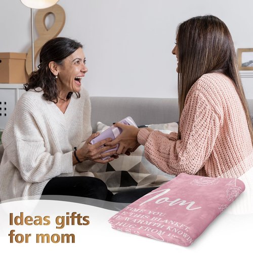 GiltGlimmer Gifts for Mom Mothers Day, Mom Birthday Gifts Blanket, Moms Gift for Women from Daughter Son, We Love You Present for Mother Mommy Christmas 60" x 50", Pink