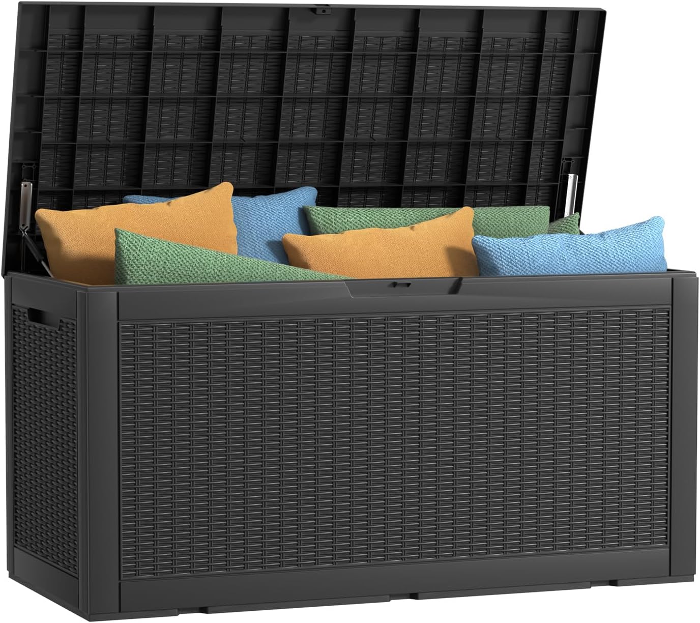 Skiennix 120 Gallon Outdoor Deck Box - Lockable Waterproof Storage for Garden Tools & Cushions | Black