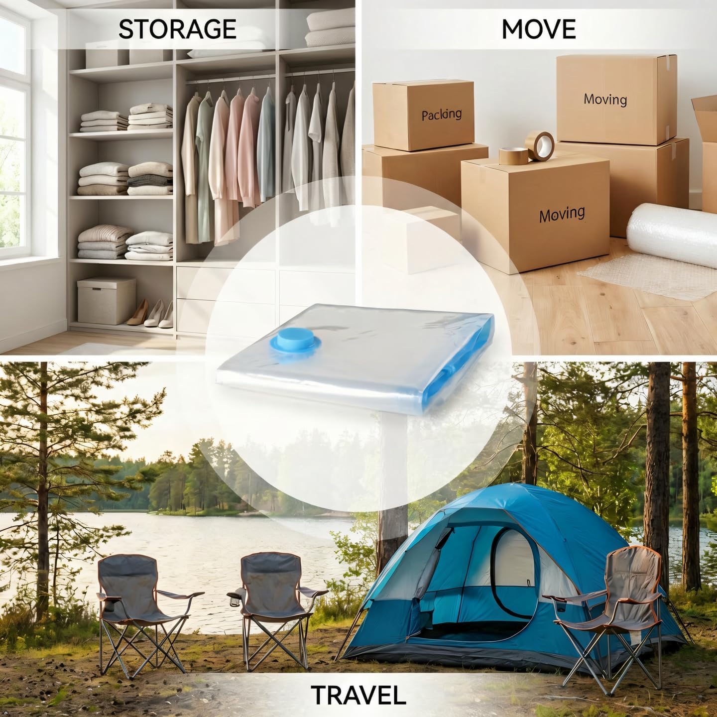 Skiennix Vacuum Storage Bags - 7 Pack Small Space Saver for Clothing & Travel | Includes Hand Pump