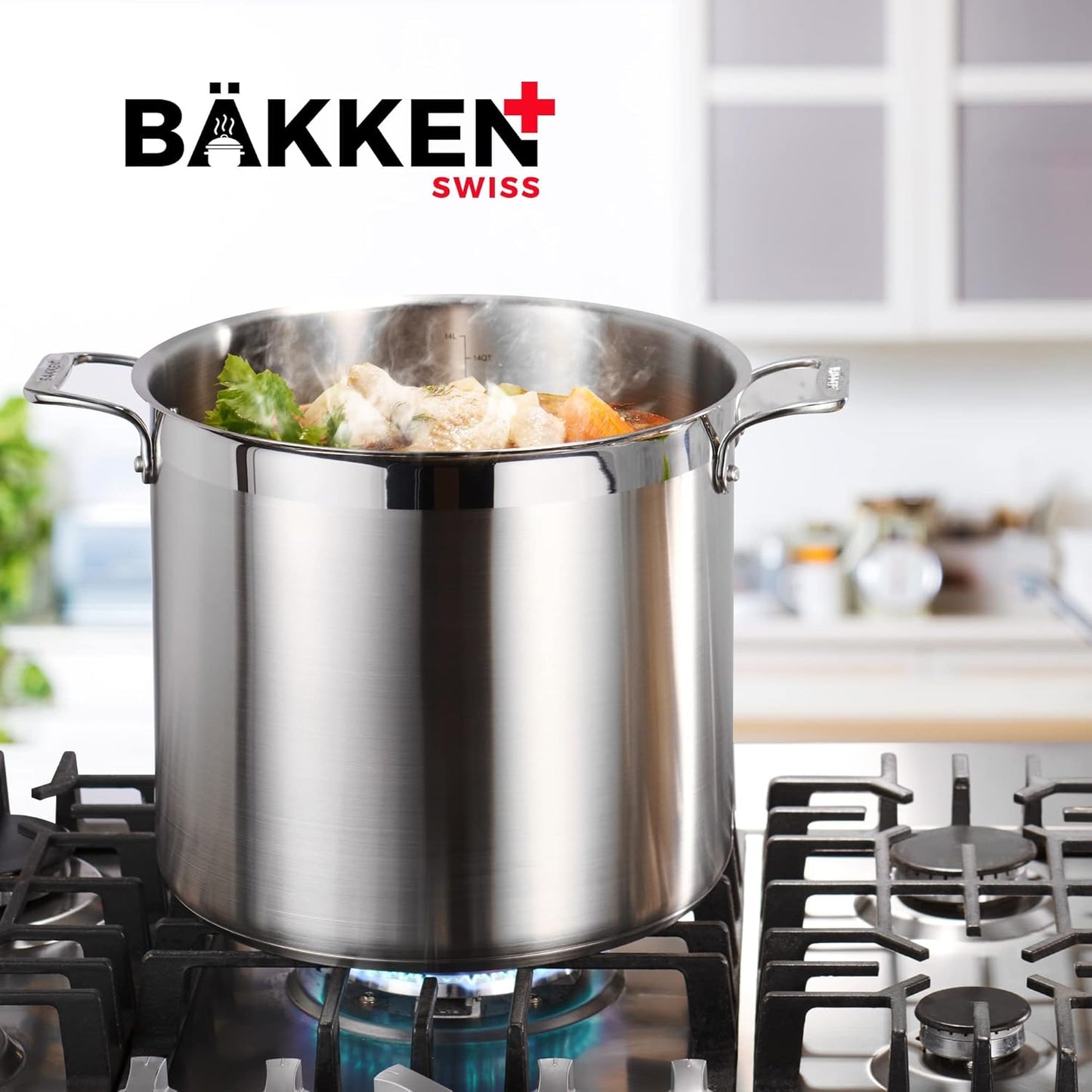 Stainless Steel Stockpot - 24 Quart Durable 18/8 Steel with Impact-Bonded Base & Riveted Handles