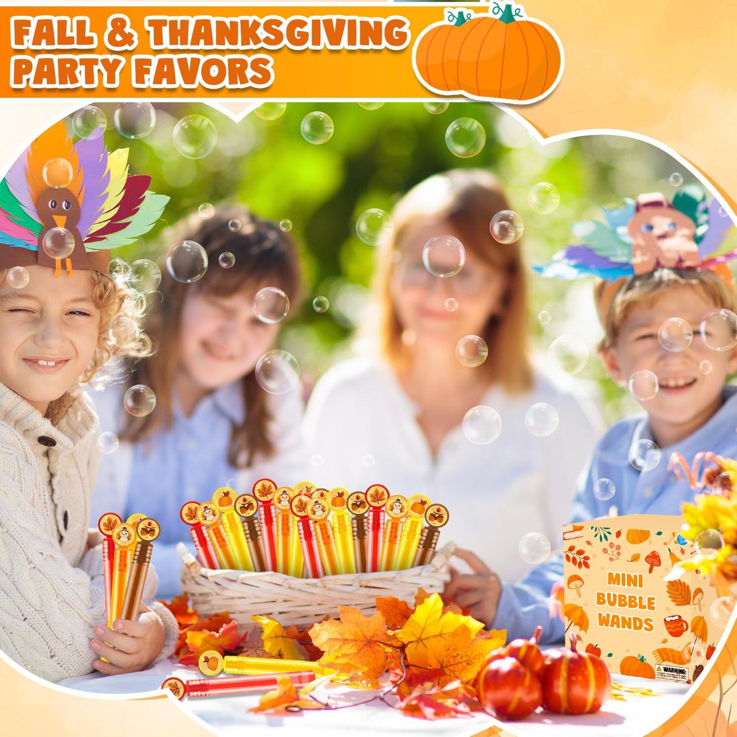 Thanksgiving Mini Bubbles Party Favors for Kids 20 Pack, Friendsgiving Toys Gifts Goody Treat Bag Stuffers Supplies for Toddler, Fall Autumn School Games Prizes Candy Basket Filler Stuff Activities
