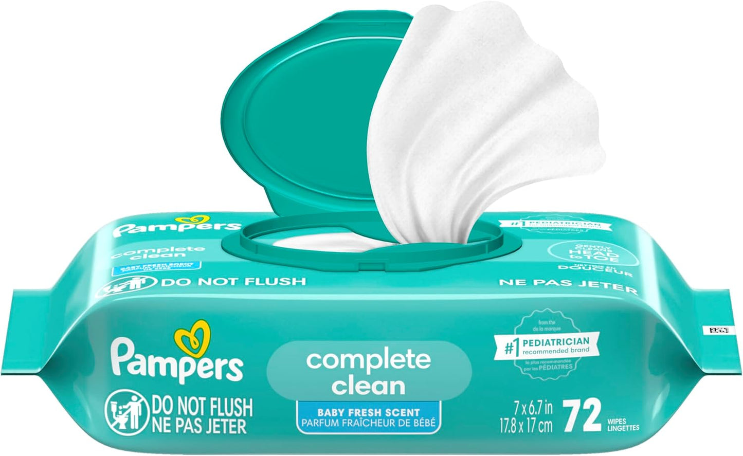 Pampers Baby Wipes - Complete Clean Fresh Scented Wipes for Gentle Head-to-Toe Care | 72 Count