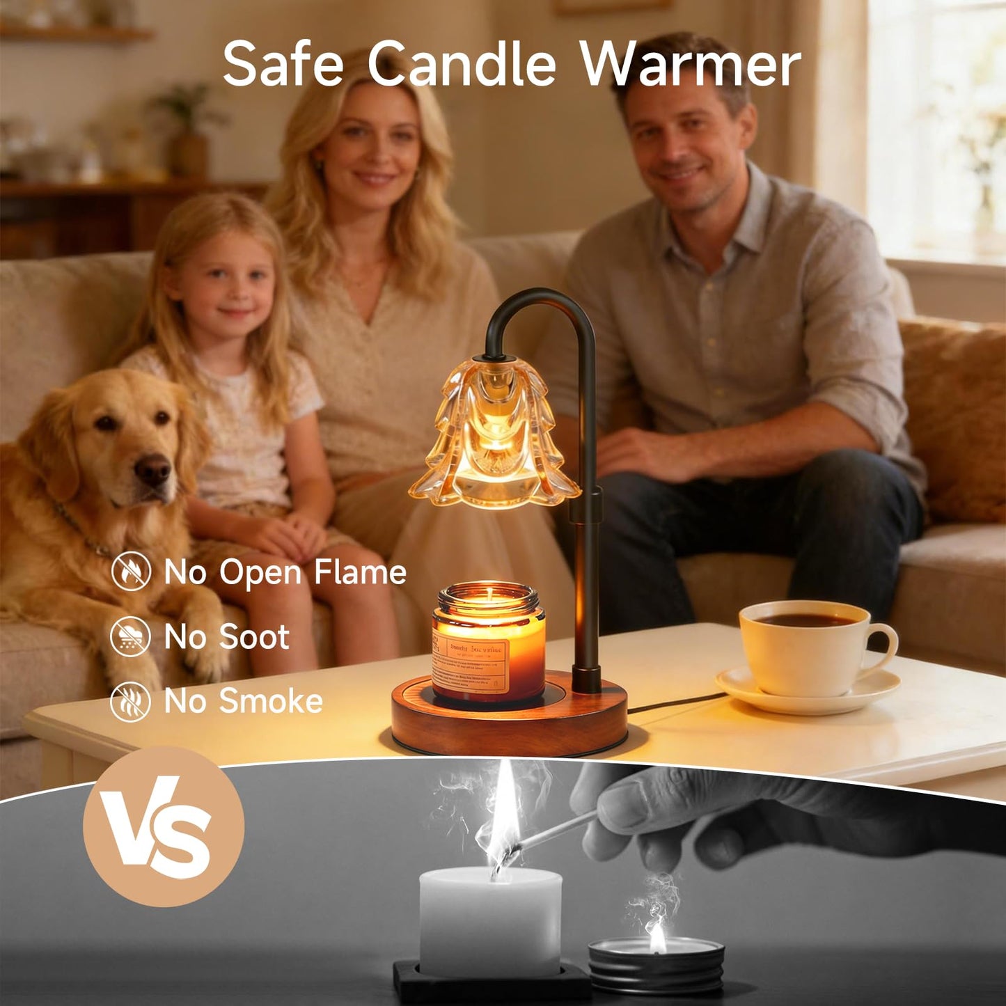 Vitelum Candle Warmer Lamp with Timer & Dimmer, Electric Wax Melter for Jar Candles, Safe Flameless Candle Warmer Light for Bedroom, Home Decor & Gift