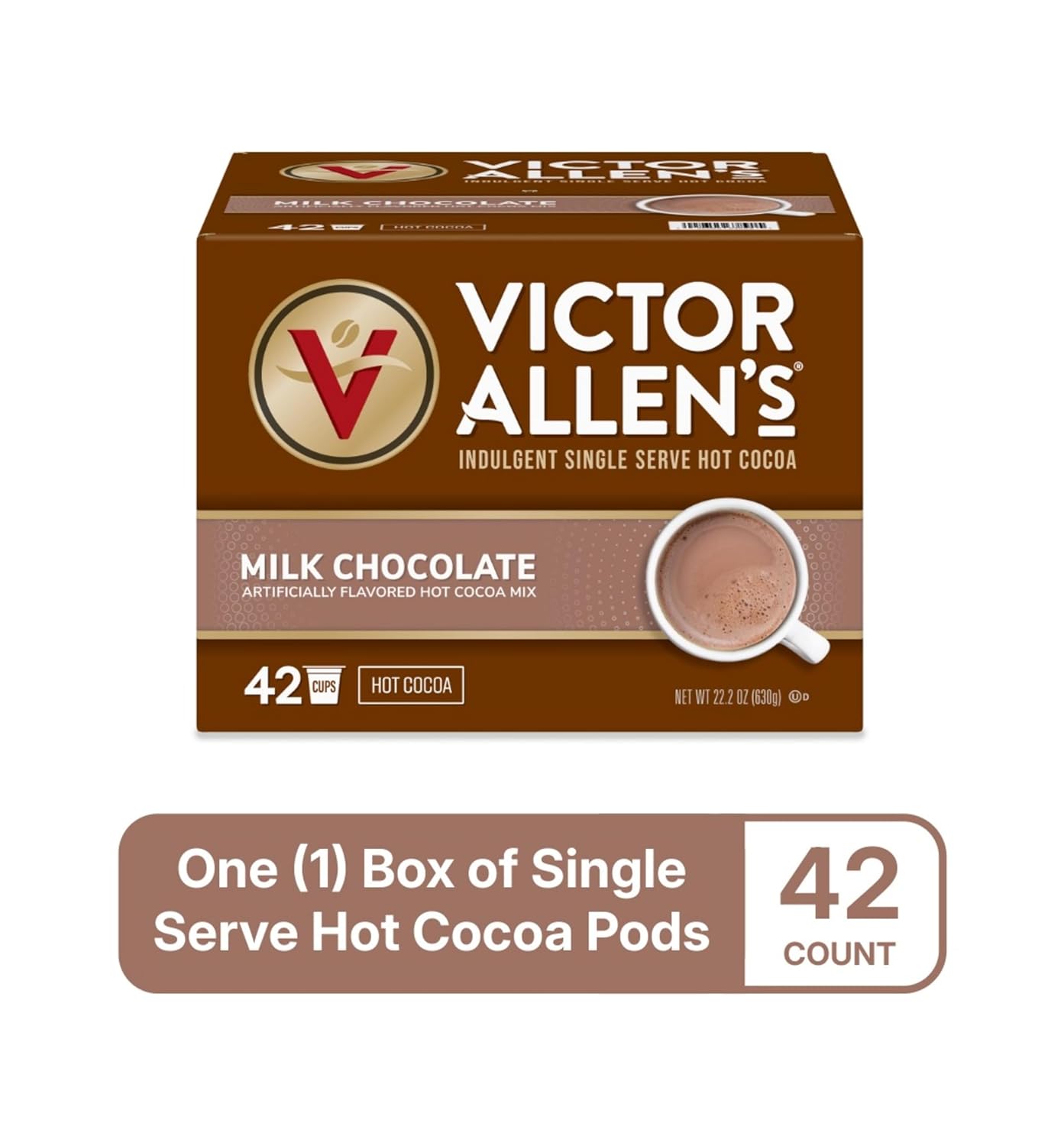 Victor Allen's Hot Cocoa - Milk Chocolate Flavor | 42 Count Single Serve K-Cup Pods for Keurig