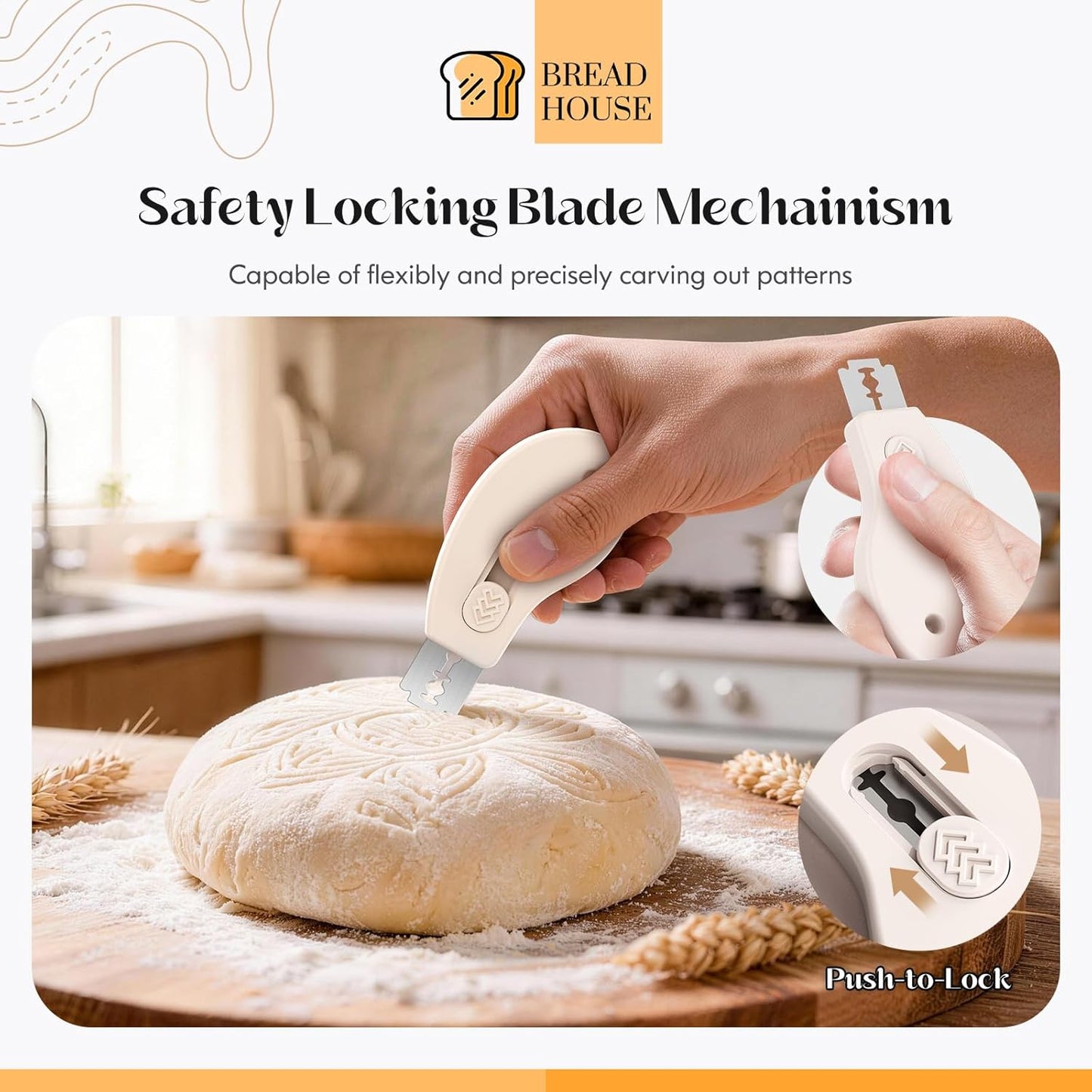 Skiennix Bread Lame - Magnetic Sourdough Scoring Tool with 5 Replaceable Razor Blades | Perfect for Baking
