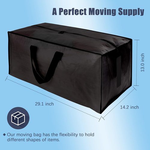 HOMESURE Large Water-Resistant Storage Bags - 8 Pack Heavy Duty with Zippers & Handles | Black