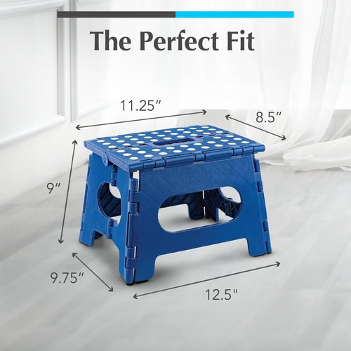 Handy Laundry Folding Step Stool - Lightweight & Sturdy for Adults and Kids - Easy One Flip Open - Blue