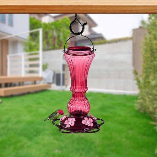 Bereserie Hummingbird Feeder - 2 Pack Outdoor Bee-Proof Design with 5 Flower Ports | 20 oz Capacity