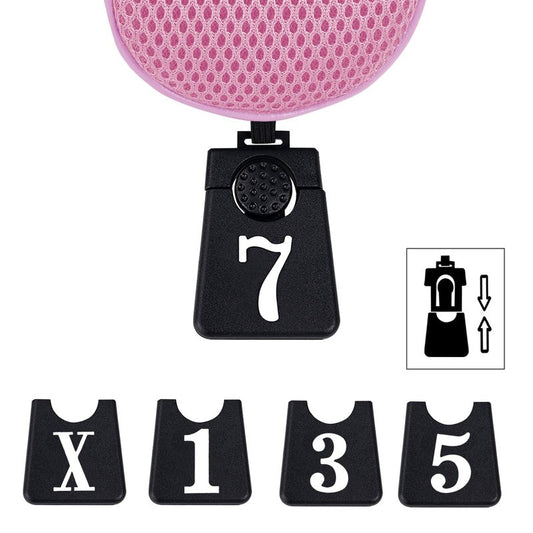Andux 5pcs/Set Mesh Golf 460cc Driver Fairway Wood Club Head Covers Long Neck with No. Tags Black/Pink
