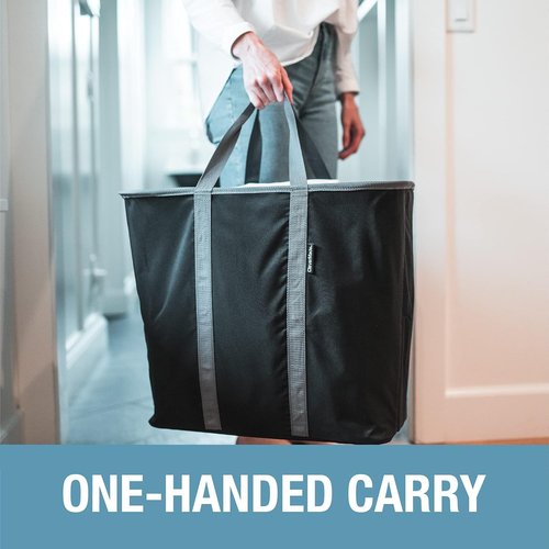 CleverMade Collapsible Laundry Caddy - XXL 64L Foldable Hamper & Tote, Space-Saving Organizer - Black Gray, 2 Pack
