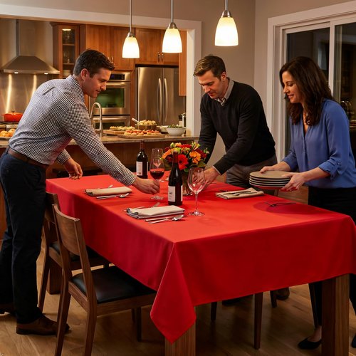 Heneger CozRhythm 8 Pack Red Tablecloth 60 x 126 Inch Rectangular Table Cloth for 8 Foot Rectangle Tables, Wrinkle Resistant Washable Polyester Fabric for Holiday Buffet Wedding Party and Banquet