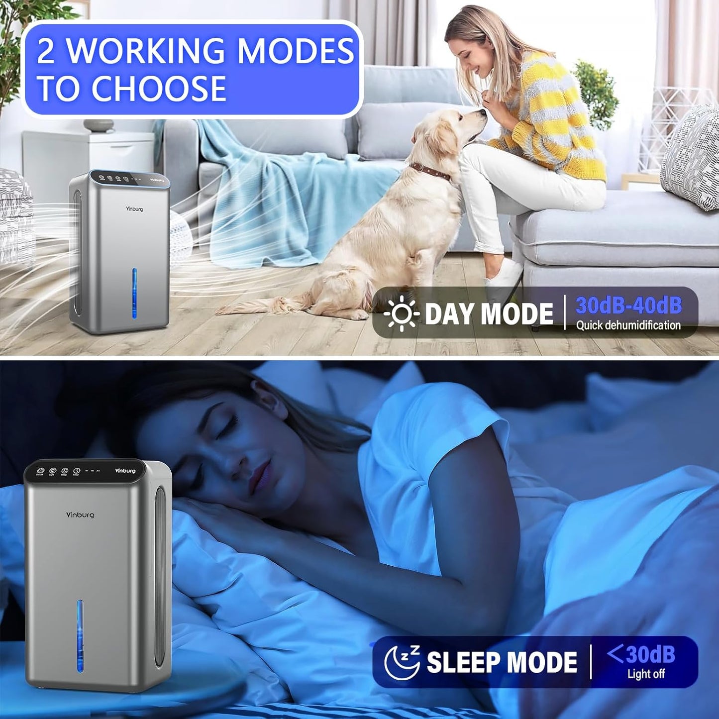 Skiennix Dehumidifier - Quiet 85 OZ Water Tank for Home | Ideal for Basement, Bedroom, and Bathroom
