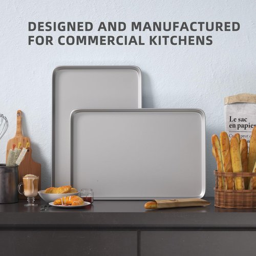CROSSON Cookie Sheet Pans Set of 3 - Commercial Grade Aluminum Baking Trays | 16x24 Inch for Oven & Freezer