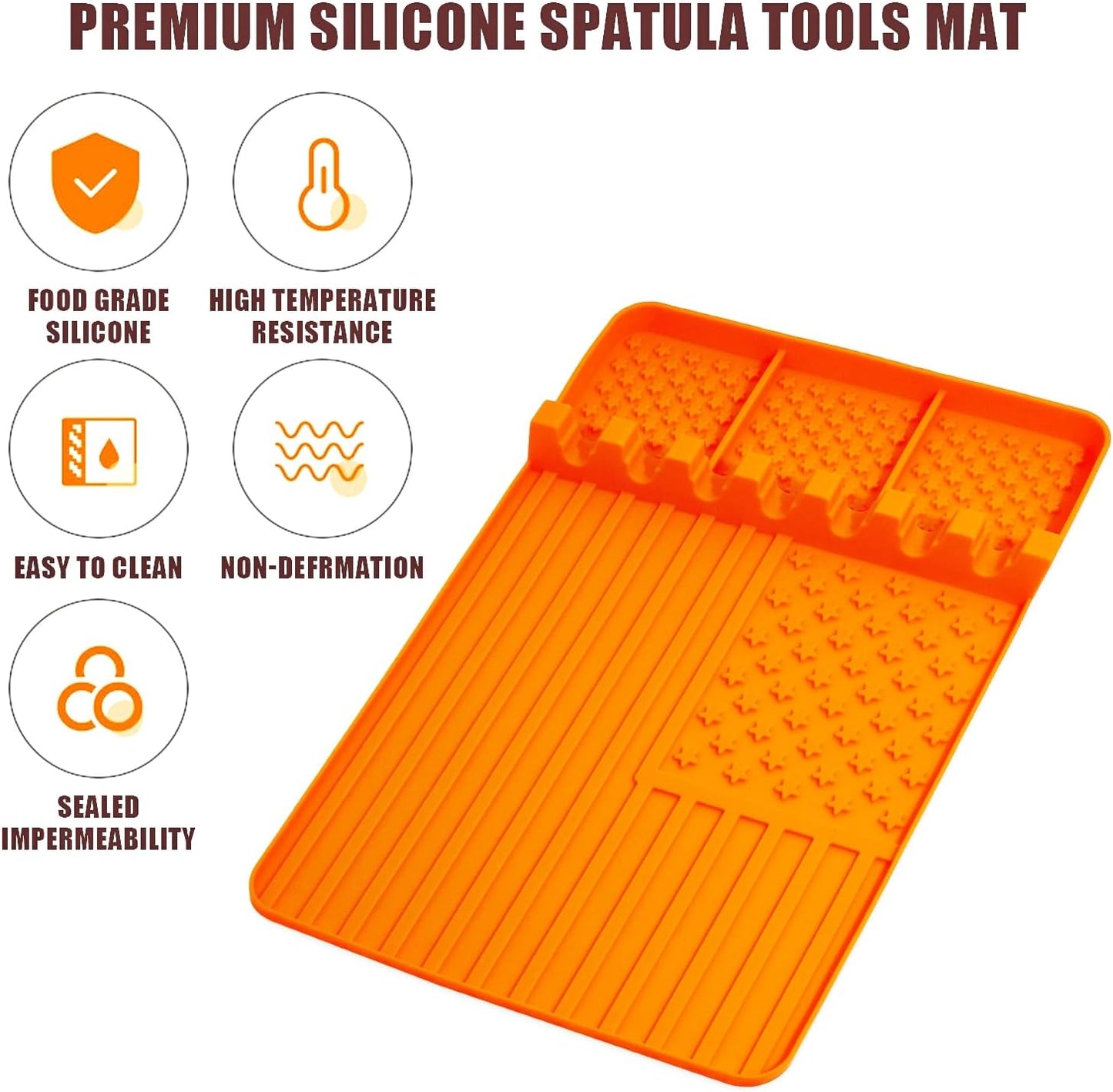 Skiennix Silicone Grill Mat - 2 PCS BBQ Griddle Tools with Drip Pad | Perfect for Outdoor Cooking (Orange)