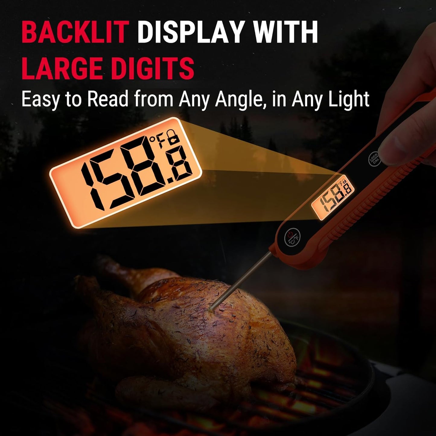 TempPro Digital Instant Read Meat Thermometer - Waterproof Kitchen Tool with Calibration & Backlight