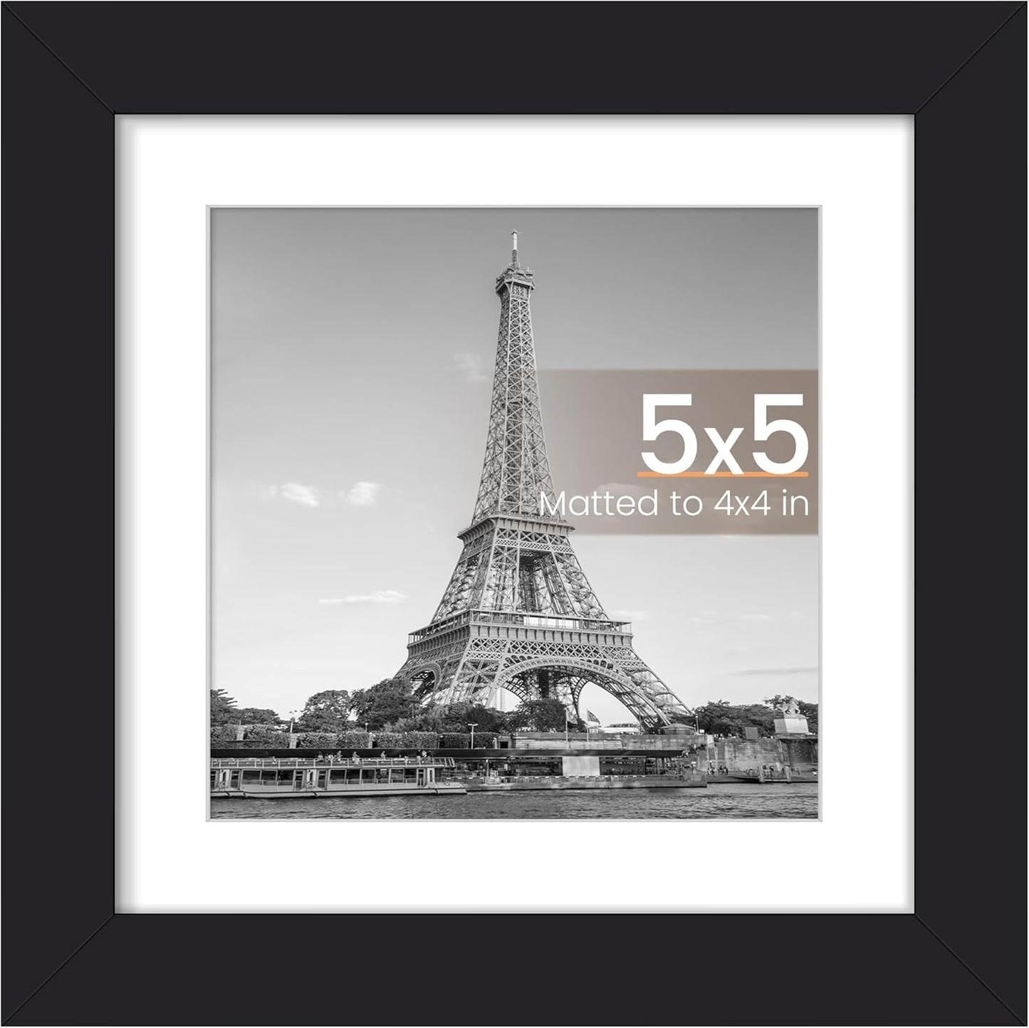 Upsimples 5x5 Picture Frame - Display 4x4 or 5x5 Photos | Black Wall Hanging Frame, 1 Pack