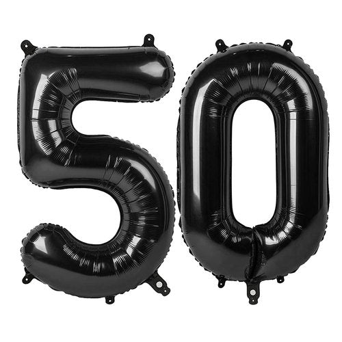Black Number 50 Balloon 40 inch, 50 Number Balloons, 50th Black Birthday Decorations, 50 Year Old Women Men Party Supplies