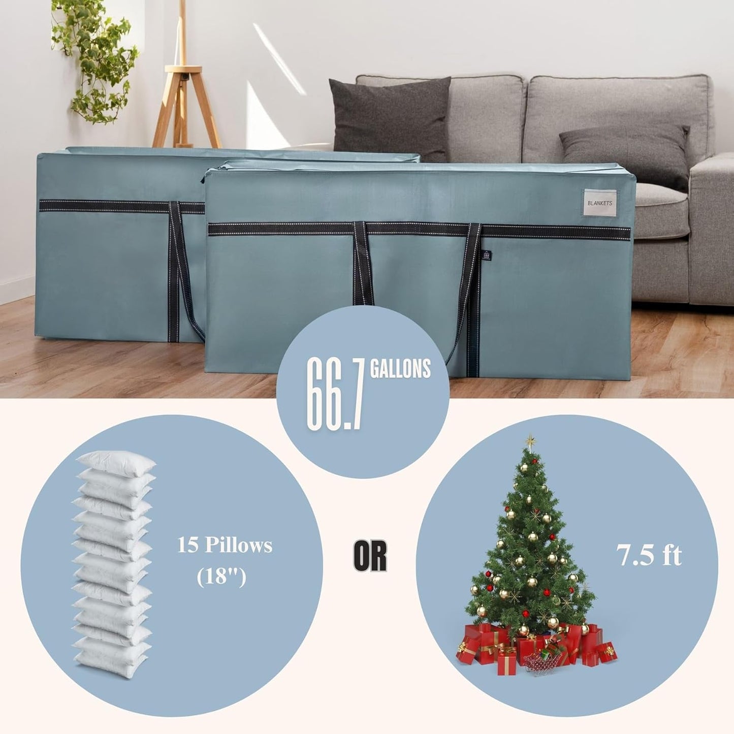 VENO Extra Large Moving Bags - Heavy Duty Storage Solution for College & Holiday Packing | Light Blue Matte, 2 Pack
