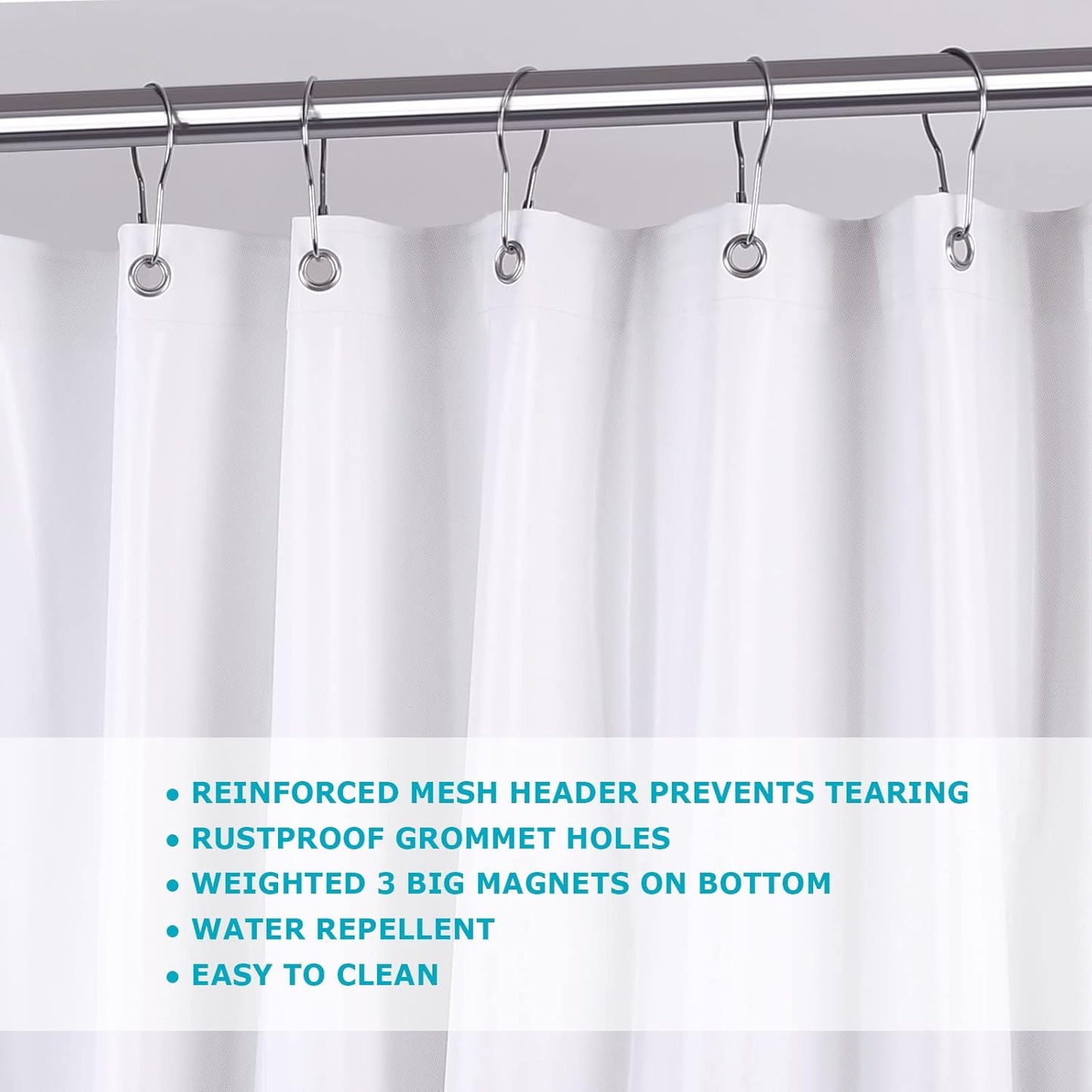 Skiennix Clear Shower Curtain Liner - Heavy Duty Waterproof Vinyl, 72 x 72 Inches