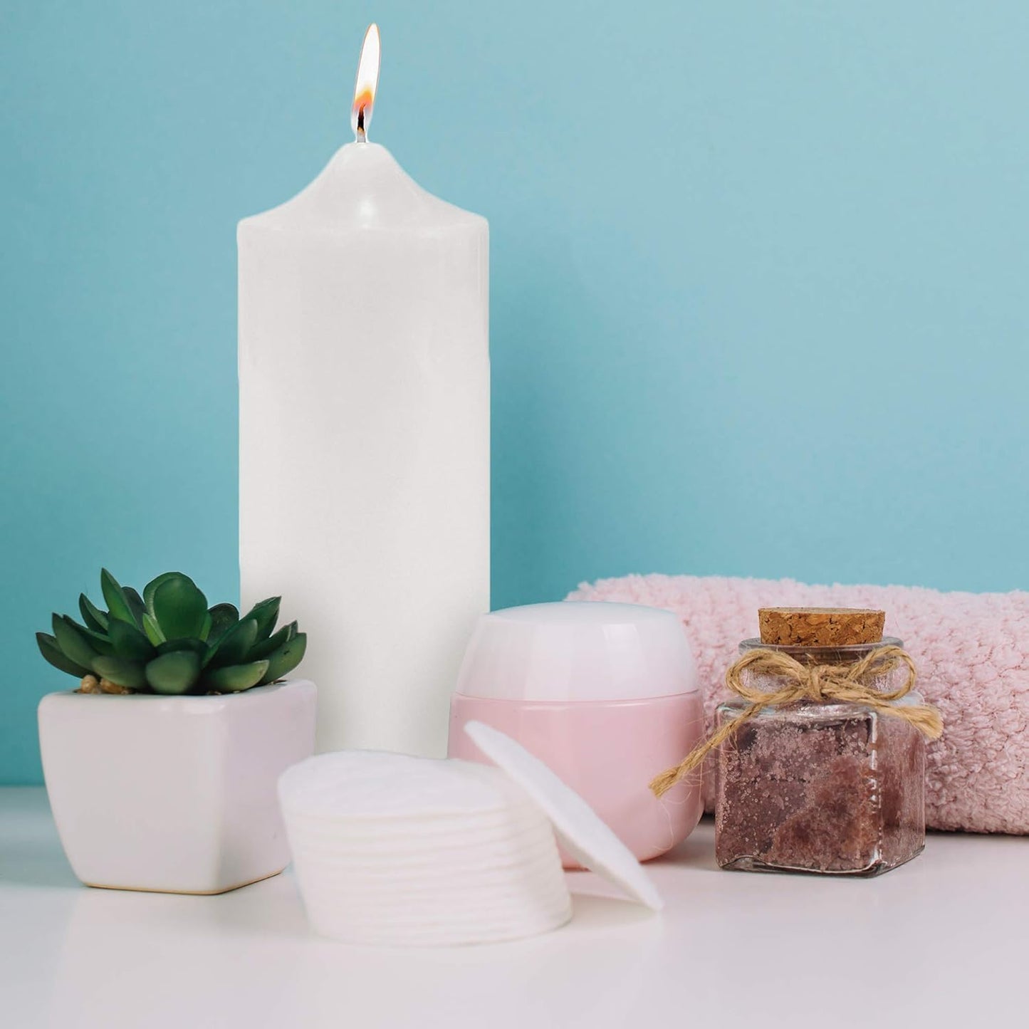 Unscented White Pillar Candle 3"x9" - Smokeless Cotton Wick for Weddings & Home Decor