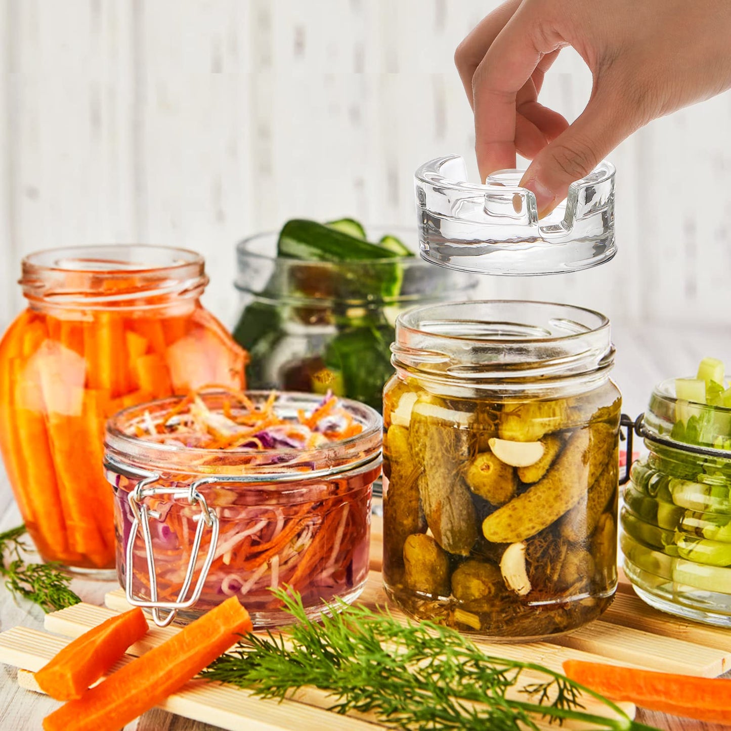 Mezchi 9 Pack Fermentation Weight with Easy Grip Handle, Glass Fermentation Kit, Fermentation Lids for Wide Mouth Mason Jars, Pickle