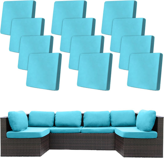 Skiennix 12 Pcs Stretch Patio Cushion Covers - Washable Outdoor Sofa Slipcovers | Sky Blue