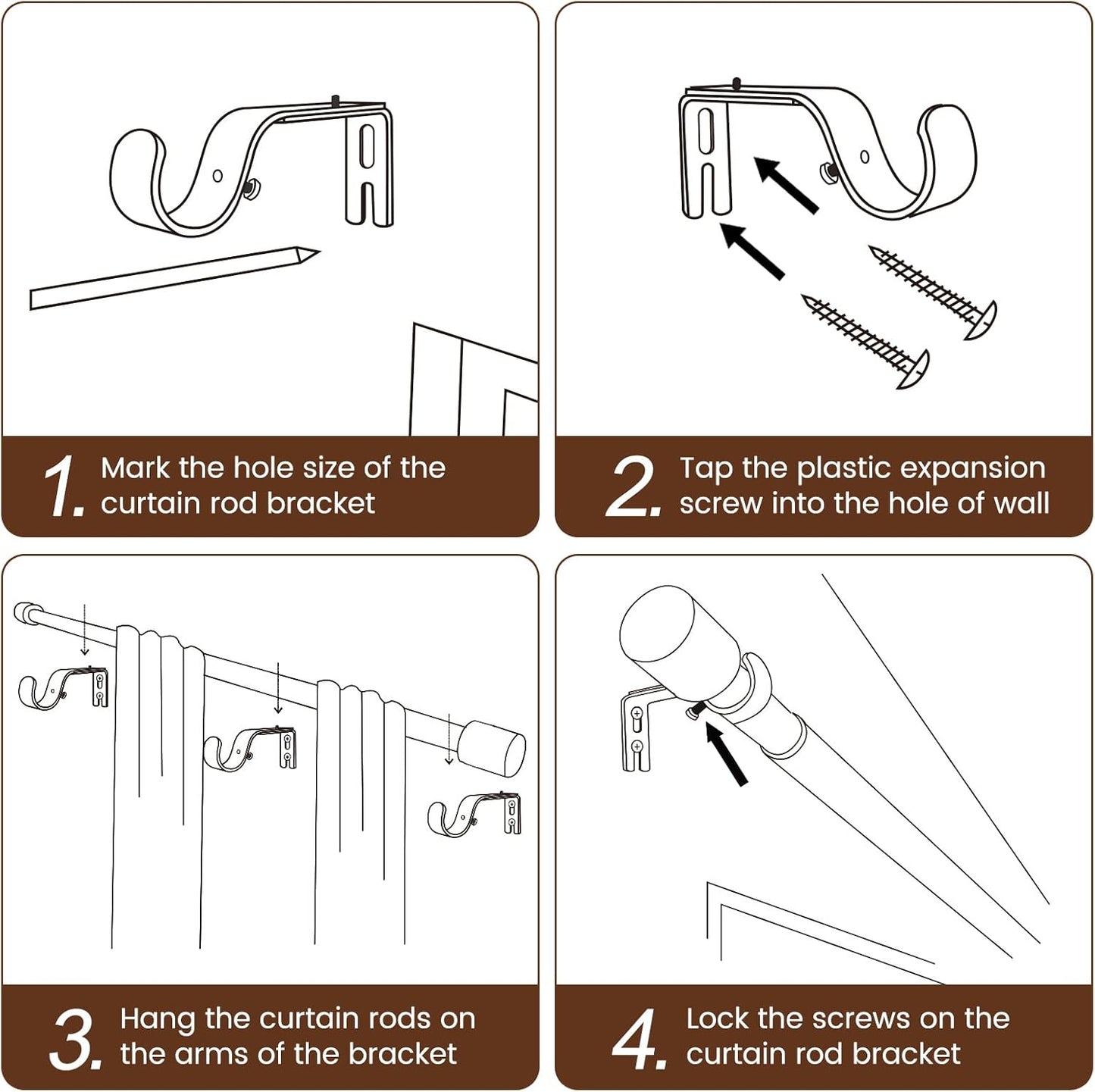 Skiennix 1” Diameter Silver Curtain Rod - Adjustable 30-90 Inch for Heavy Duty Window Treatment