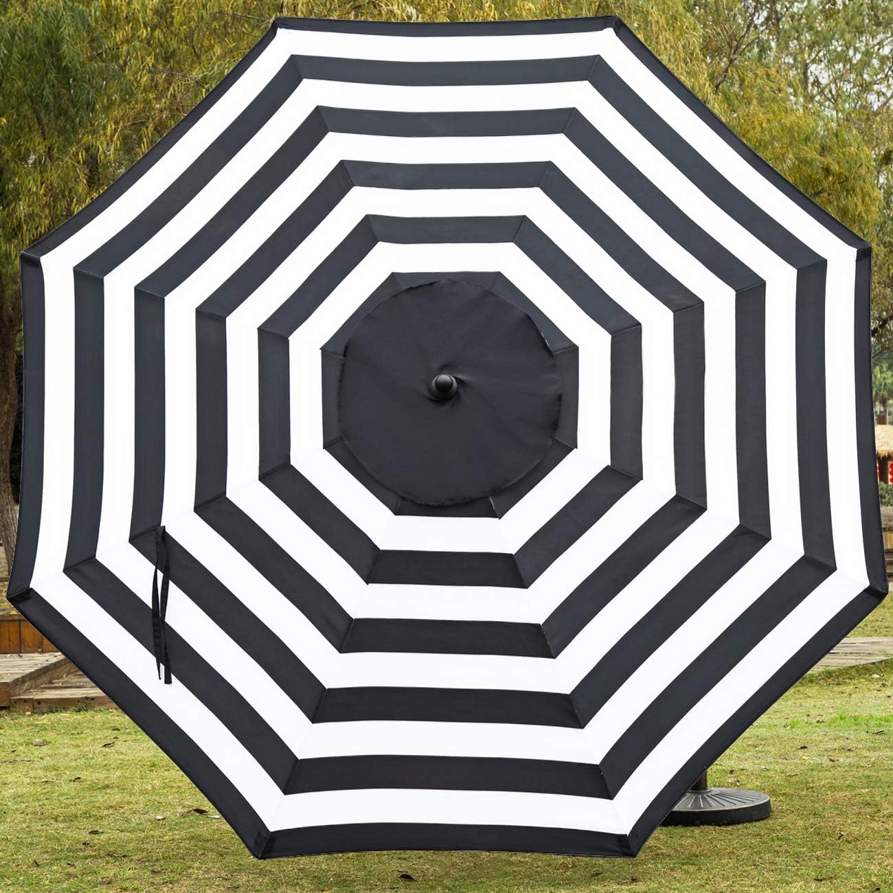 Sunnyglade 9' Patio Umbrella - Durable Outdoor Table Umbrella with 8 Sturdy Ribs | Black and White