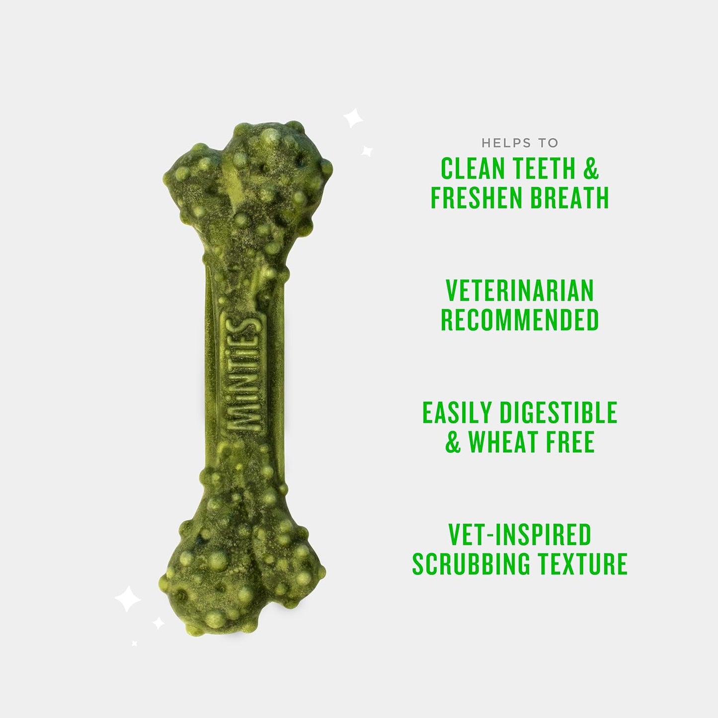 Minties Dog Dental Bone Treats - Tiny/Small Size, 16 Ounces | Cleans Teeth & Freshens Breath, 40 Count