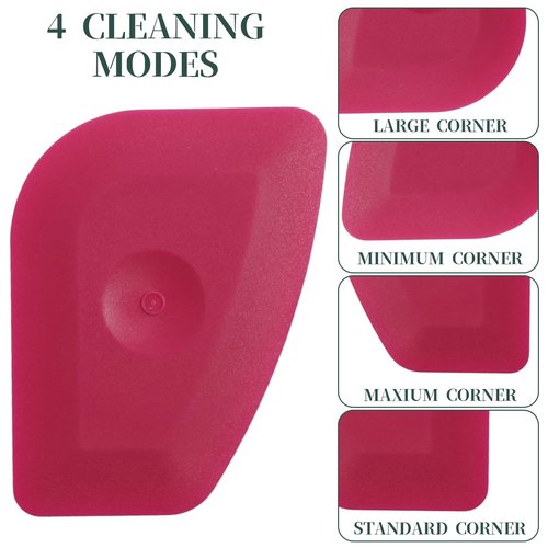 Dish Scraper Tool 5 Pack Pan Scraper Tools Plastic Pot Scrapers for Cast Iron Food Scrapers Tool Non-Scratch Plastic Bowl Scraperes for Cleaning Grease Burnt Food （Pink)