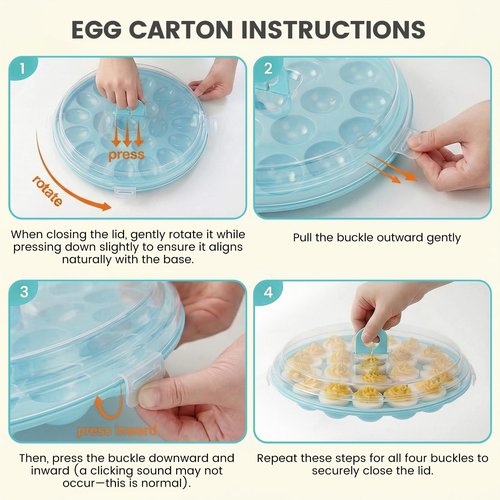 HAKSEN Deviled Egg Containers with Lid, Portable Deviled Egg Platter Carrier Holder Trays with 22 Slots for Holiday Party and Home Kitchen, Blue