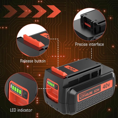 Black and Decker 40V MAX Lithium-Ion Replacement Battery - 2 Pack, 3.6Ah for Cordless Tools