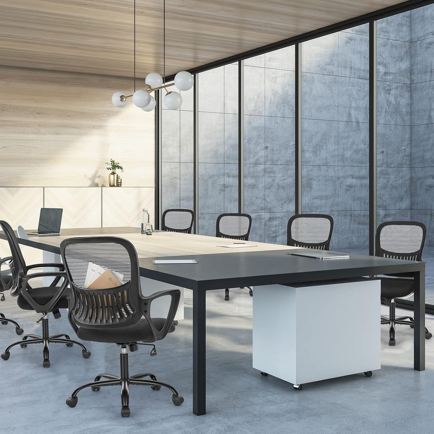Sweetcrispy Ergonomic Mid-Back Mesh Executive Chair - Comfortable Lumbar Support, Black