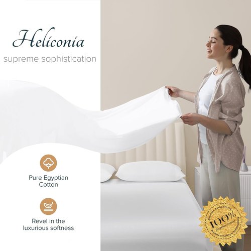 Carressa Linen King Size Sheets Set | Luxury 1500 Series Egyptian Cotton, 4 PC, Heliconia Collection, 17" Deep Pocket
