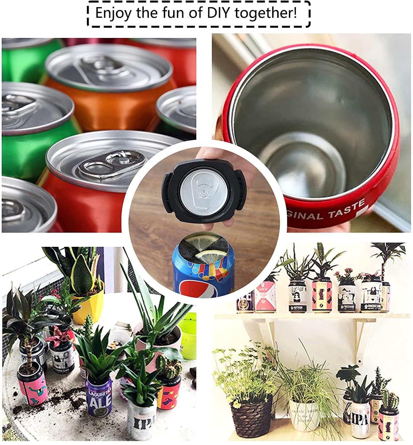 Smooth Edge Can Top Cutter Remover with 2 Silicone Guards Bottle Opener – Safe Draft Top Opener for Beer Soda Cans, DIY Plant Pot Storage Container