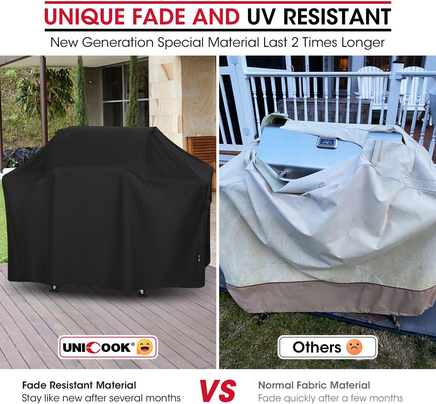Unicook 63 Inch Grill Cover - Heavy Duty Waterproof BBQ Cover for Weber Genesis 300 Series