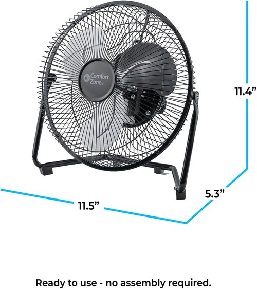 Comfort Zone High-Velocity Desk Fan - 9-Inch All-Metal 3-Speed Turbo Air Circulator | Quiet & Tilt Adjustable for Office & Home