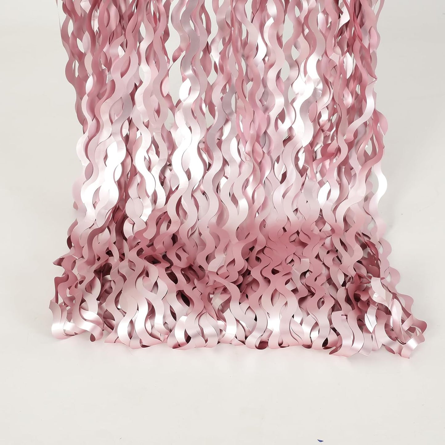 Skiennix Pink Tinsel Curtain - 4 Pack Wavy Foil Fringe Backdrop for Princess Bachelorette Parties | 3.3x6.6ft