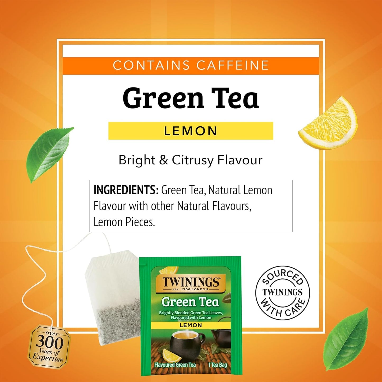 Twinings Lemon Green Tea - Refreshing Herbal Blend | 20 Count Tea Bags
