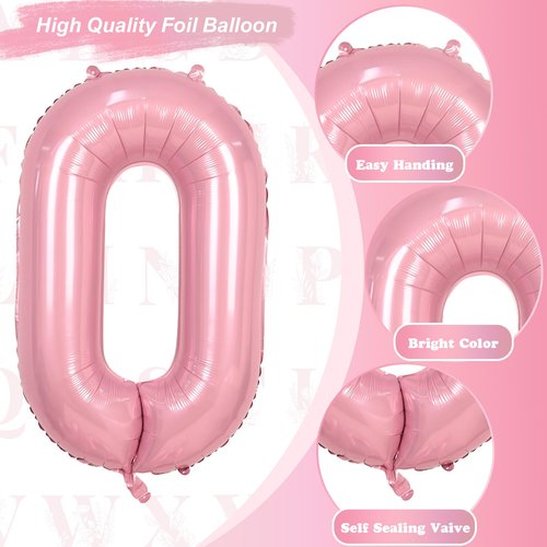 40 Inch Pearl Pink Large Letter Balloons - A to Z, Self Inflating Pink Foil Alphabet O Mylar Balloons for Girls' Birthday Party & Anniversary Decorations